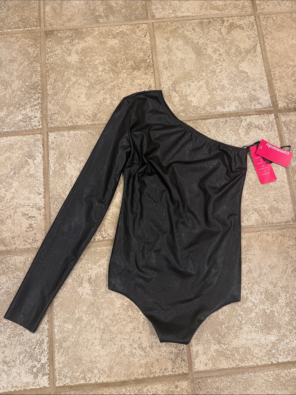 Commando Black One-Shoulder Long-Sleeve Bodysuit for Girls